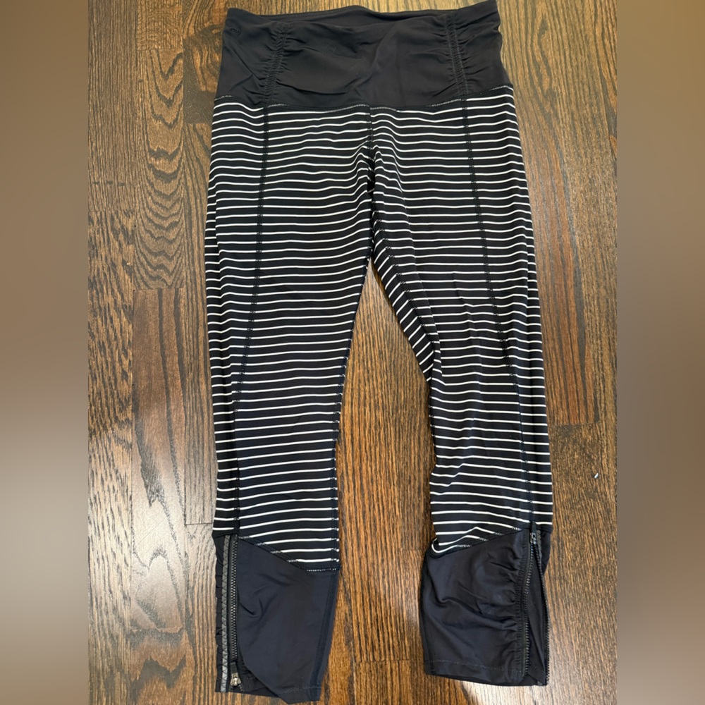 lululemon athletica Black and White Striped Leggings